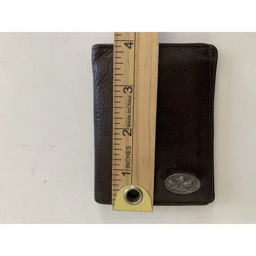 Fossil Golf  Theme Bifold Wallet Men's Brown Leather Flip ID Window Golf Clubs